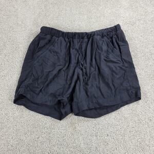 Briggs Womens Shorts Large Black Linen Blend Drawstring Elastic Waist Pull On